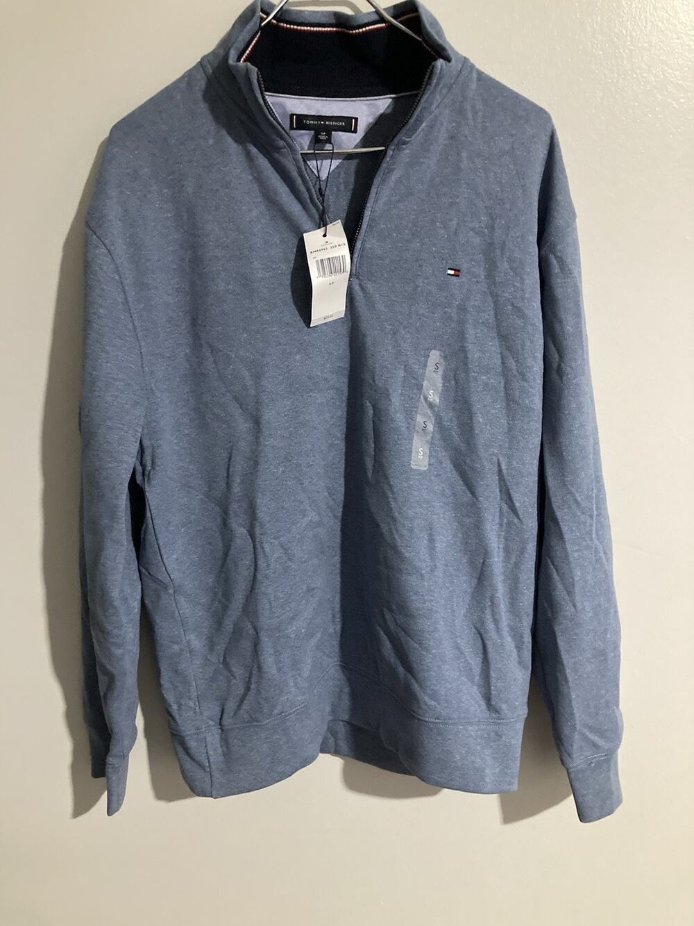 NWT Tommy Hilfiger Mens Small 1/4 Quarter Zip Long Sleeve Pullover Coronet Blue